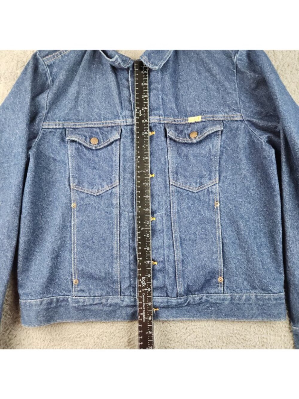 VTG Wrangler Rustler 80's Denim Jacket Tag Large Fit Med USA Made 13oz Trucker - Picture 7 of 15